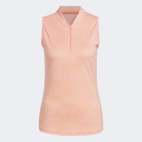 Coral Two-Color Ottoman Sleeveless Golf Polo Shirt Adidas