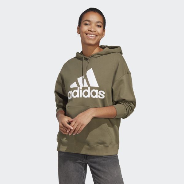 Olive Essentials Big Logo Oversized French Terry Hoodie Adidas