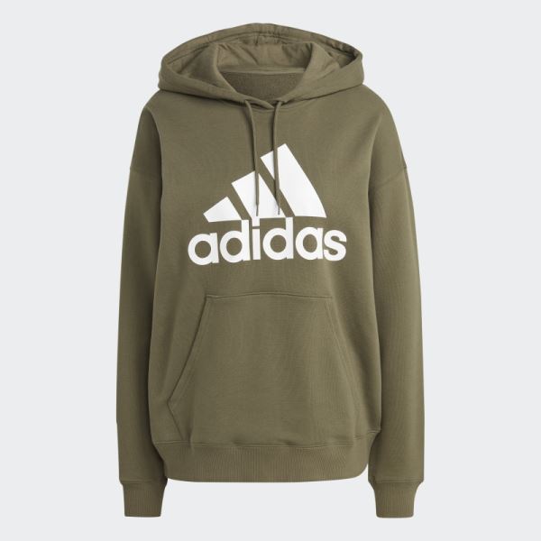 Olive Essentials Big Logo Oversized French Terry Hoodie Adidas