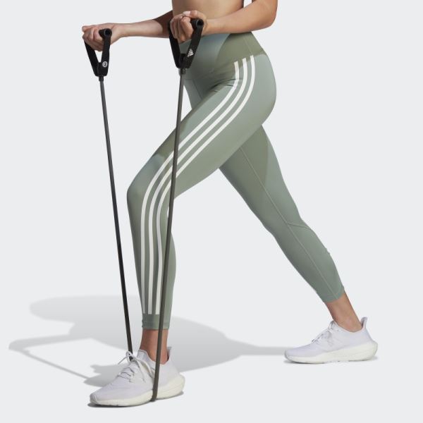 Optime Train Icons 3-Stripes 7/8 Leggings Adidas Silver Green