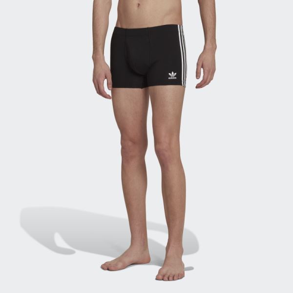 Adidas Black Comfort Flex Cotton 3-Stripes Trunk Briefs (3 pairs)