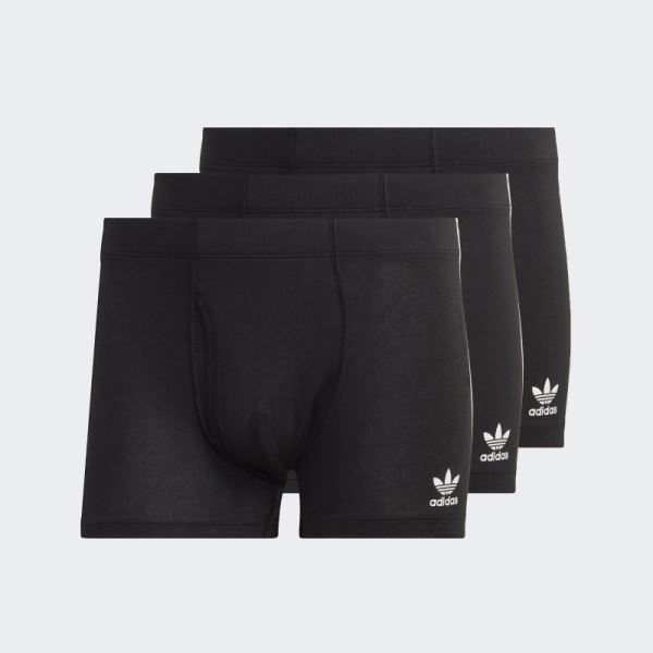 Adidas Black Comfort Flex Cotton 3-Stripes Trunk Briefs (3 pairs)