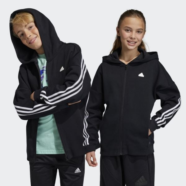 Future Icons 3-Stripes Full-Zip Hooded Track Top Black Adidas