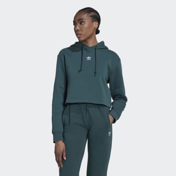 Adidas Mineral Green Adicolor Essentials Crop Fleece Hoodie