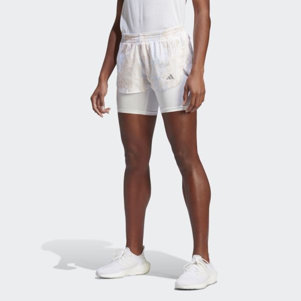 White Adidas Run Fast 2-in-1 Shorts