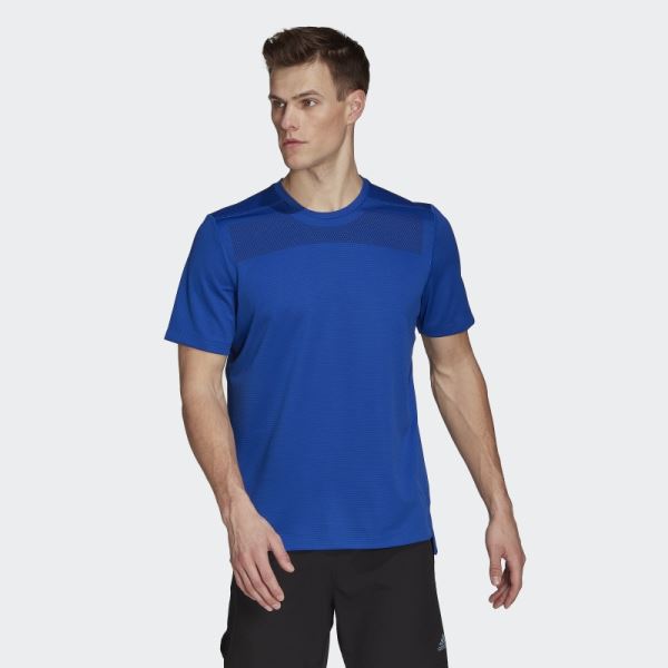 Adidas Royal Blue Workout Front Rack Impact Print Tee