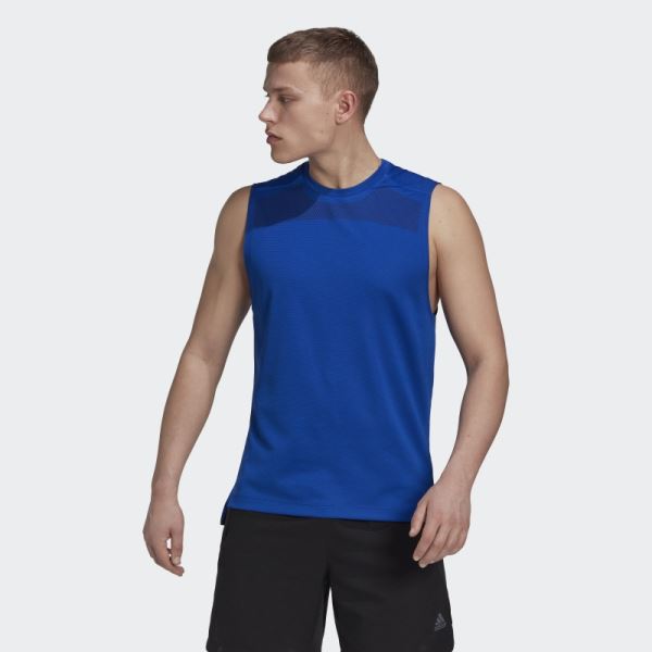 Adidas Workout Front Rack Impact Tank Top Royal Blue