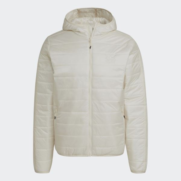 White Adidas Padded Hooded Puffer Jacket