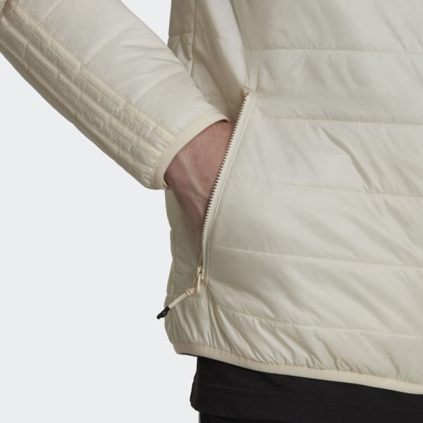 White Adidas Padded Hooded Puffer Jacket