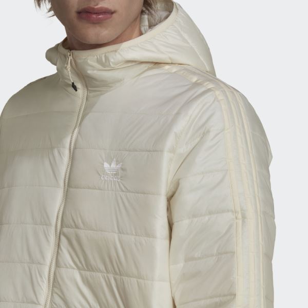 White Adidas Padded Hooded Puffer Jacket