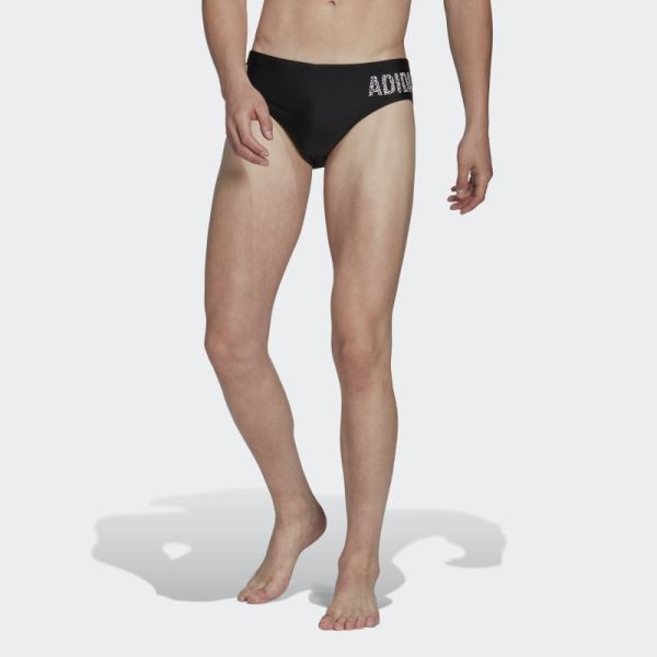 Black Wording Swim Trunks Adidas