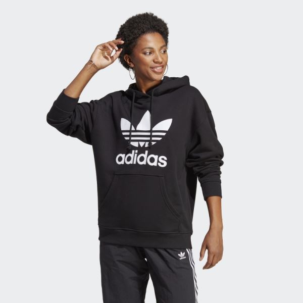 Trefoil Hoodie Black Adidas