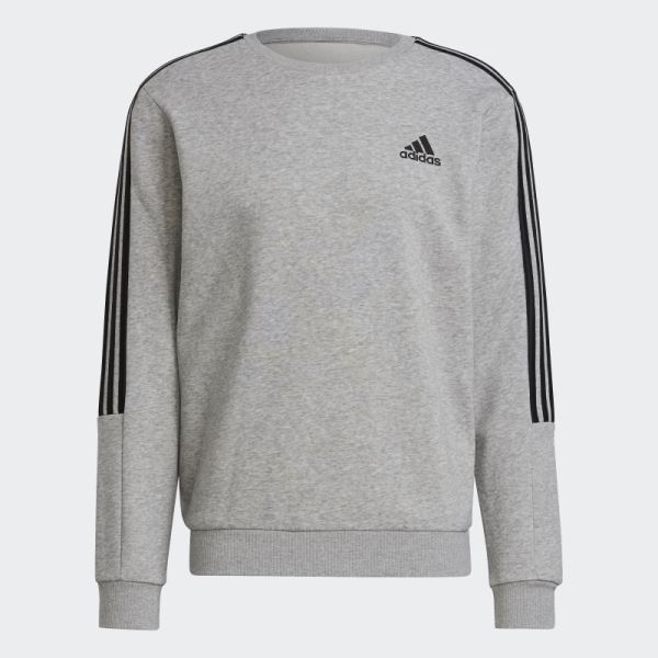 Medium Grey Adidas Essentials Fleece Cut 3-Stripes Sweatshirt