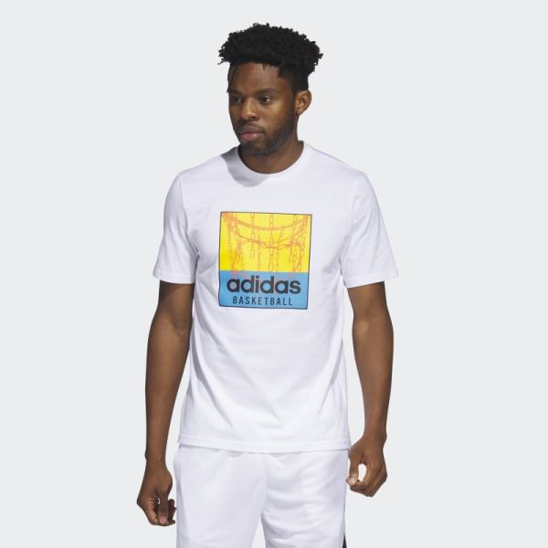 White Chain Net Basketball Graphic Tee Adidas