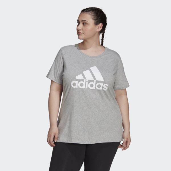 Essentials Logo Tee (Plus Size) Adidas Medium Grey