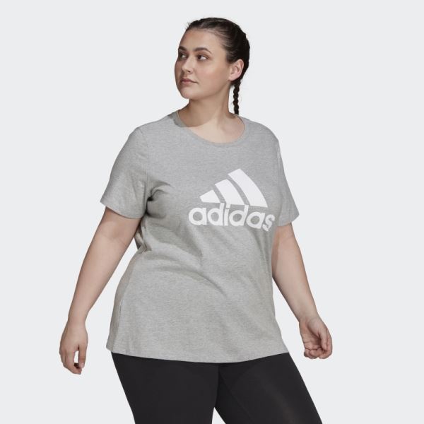 Essentials Logo Tee (Plus Size) Adidas Medium Grey