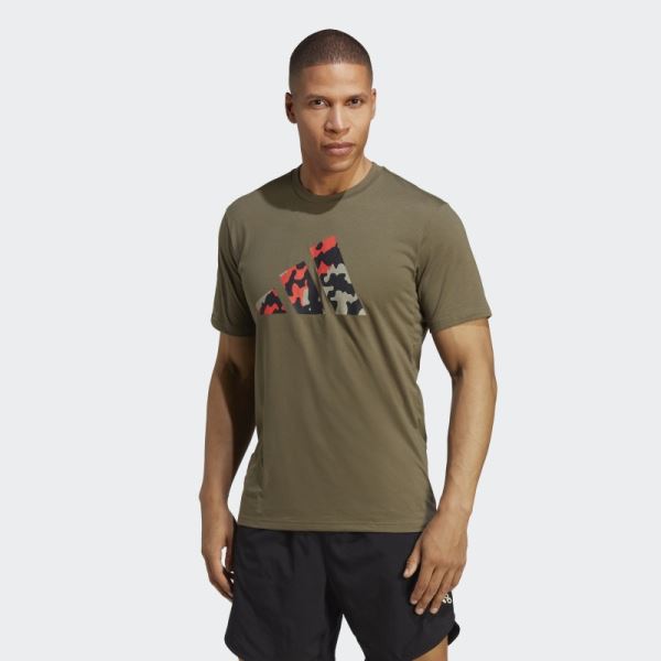 Train Essentials Seasonal Logo Training Tee Olive Adidas