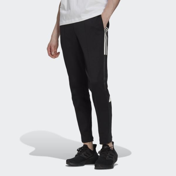 Adidas Black 3-Stripes Cuffed Joggers