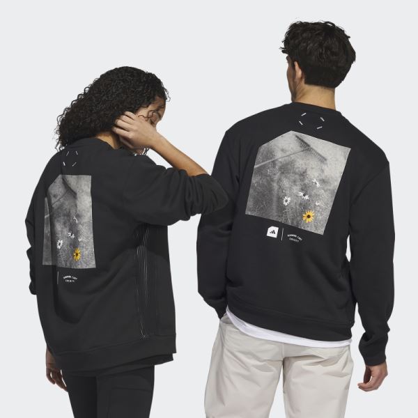 Black Adidas Adicross x Burning Cart Layer Crew Golf Sweatshirt