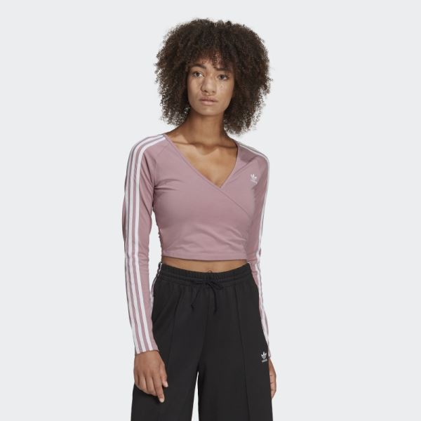 Mauve Adidas Adicolor Classics Cropped Long Sleeve Tee