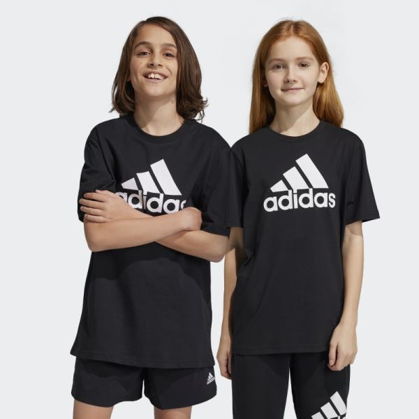 Black Essentials Big Logo Cotton Loose T-Shirt Adidas