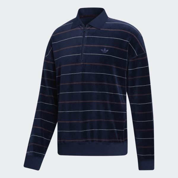 Navy Adidas Long Sleeve Velour Jersey (Gender Neutral)