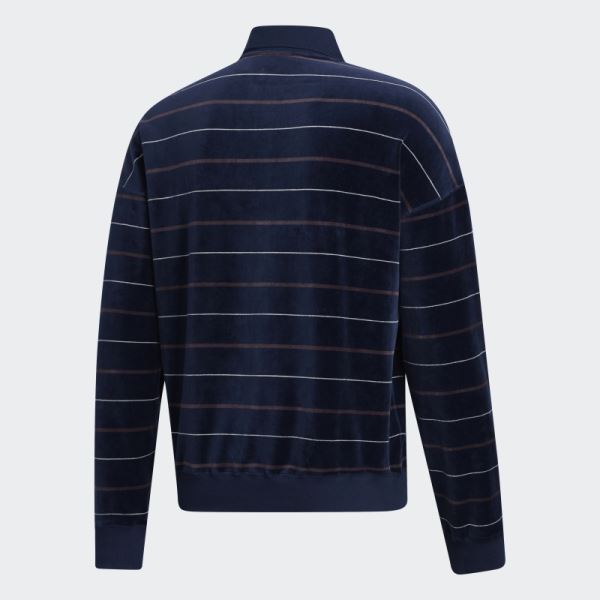 Navy Adidas Long Sleeve Velour Jersey (Gender Neutral)