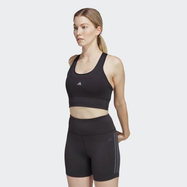 Black Medium-Support Running Pocket Bra Adidas