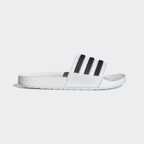 White Adidas Adilette Boost Slides