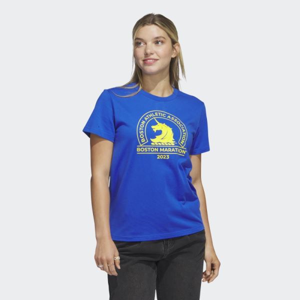 Boston Marathon 2023 Logo Tee Blue Adidas