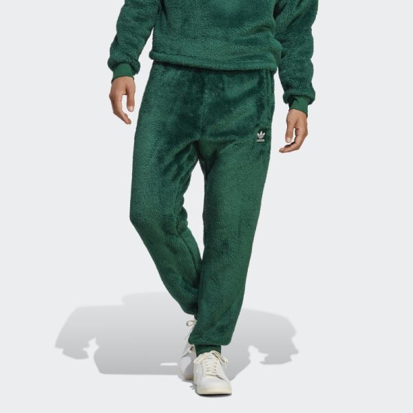 Adidas Essentials+ Fluffy Fleece Sweat Pants Dark Green