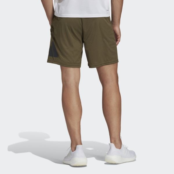 Olive Adidas Train Essentials Logo Training Shorts