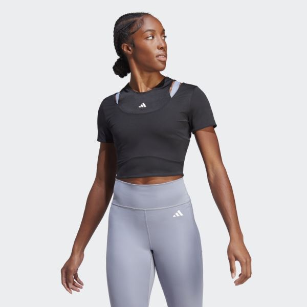 Black Adidas HIIT AEROREADY Crop Training Tee