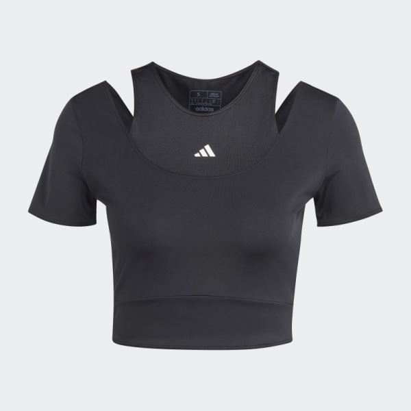 Black Adidas HIIT AEROREADY Crop Training Tee