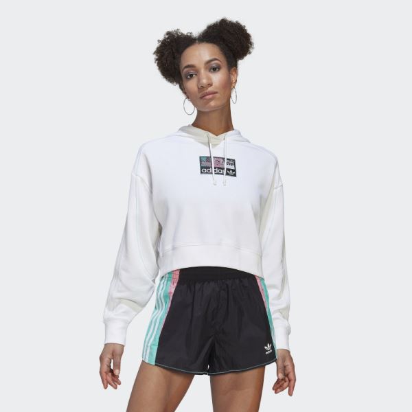 Adidas White Crop Hoodie Fashion