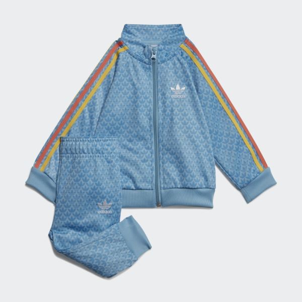 Blue Monogram Print Tracksuit Adidas