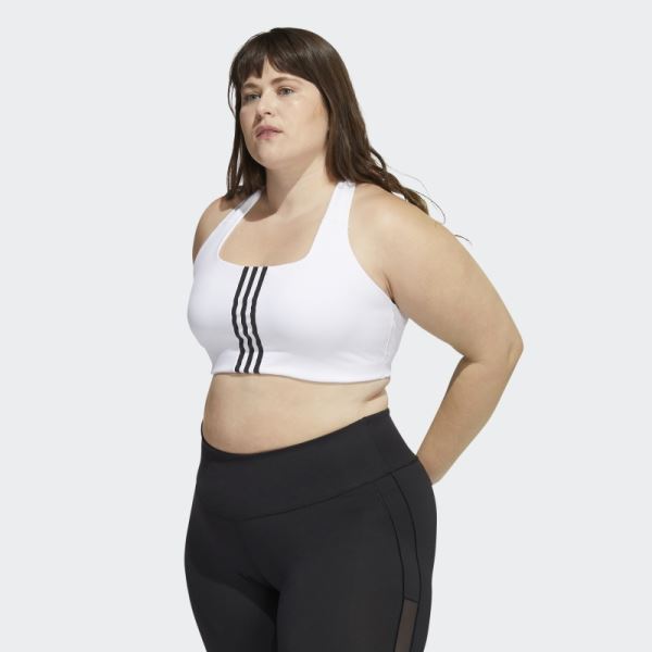 White Adidas Powerimpact Training Medium-Support Bra (Plus Size)