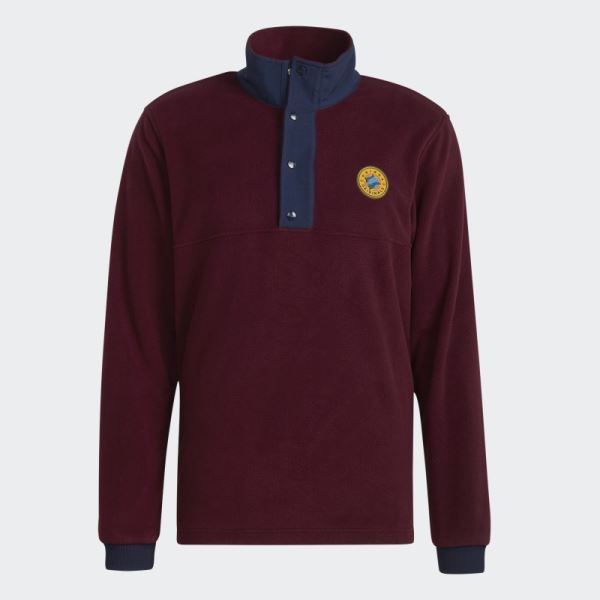 Adidas Wander Hour Quarter-Snap Polar Fleece Jacket Maroon