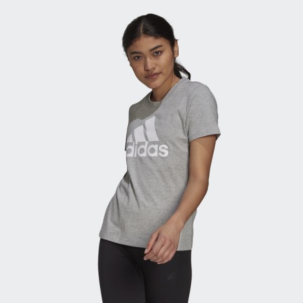 Adidas Medium Grey Essentials Logo Tee