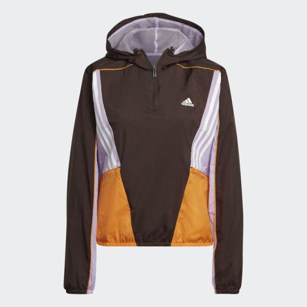 Adidas Dark Brown Hyperglam Hooded Track Top