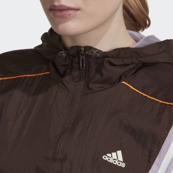 Adidas Dark Brown Hyperglam Hooded Track Top