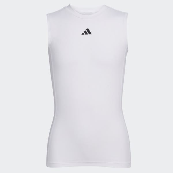 White Adidas Sleeveless Techfit Top